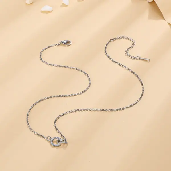 Wholesale Fashion Circle Square Copper Plating Hollow Out Inlay Zircon Pendant Necklace 1 Piece