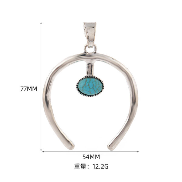 Wholesale Cross-border hot-selling European and American trend retro turquoise cow head pendant simple horseshoe sweater chain accessories