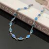 Wholesale Trendy cool blue zircon necklace bracelet two-piece light luxury niche high-end choker clavicle chain necklace