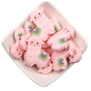 Alpaca [silicone beads] small pink