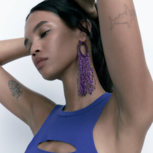 oly-c5477570e5f805615e086a38e7155616 Wholesale ZA Cross-border Trend ins Creative Long Tassel Earrings Women's Distinctive Color Rice Beads Fashion High-end Ear Jewelry