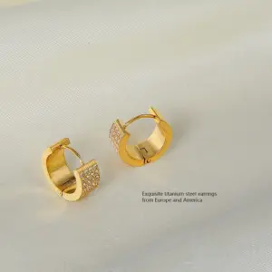 Gold Titanium Steel 4 Row Diamond N0174G