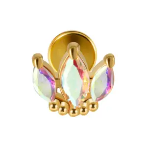 Gold/1.3*1.1cm-3 AB Horse Eyes / 1.2x8mm