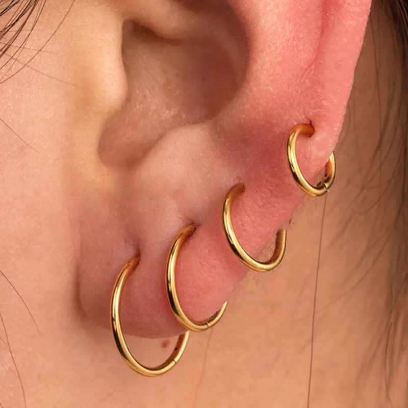 Wholesale 316 Stainless Steel Round IG Style Hoop Earrings For Women's