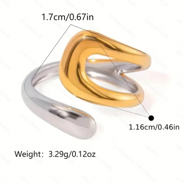 Wholesale PVD Coated Real Gold Plated 18K Gold Geometric 304 Stainless Steel IG Style Minimalist Design Simple Style Waterproof Non Tarnish Open Rings