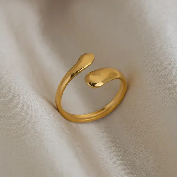 Wholesale PVD Coated Real Gold Plated 18K Gold Snake 304 Stainless Steel Retro Simple Style Waterproof Non Tarnish Open Rings