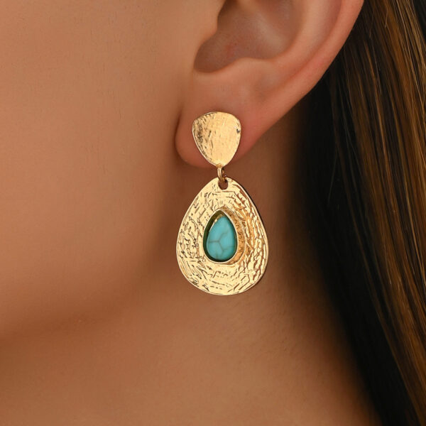 Wholesale Geometric retro design turquoise stud earrings