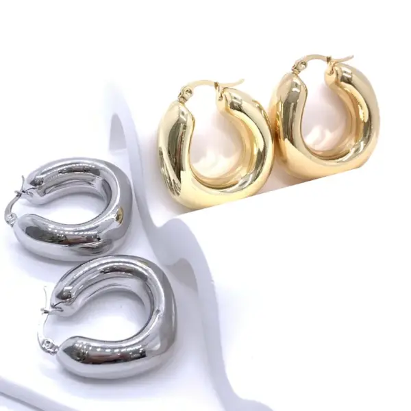 Wholesale 1 Pair Ig Style U Shape Plating Stainless Steel Earrings