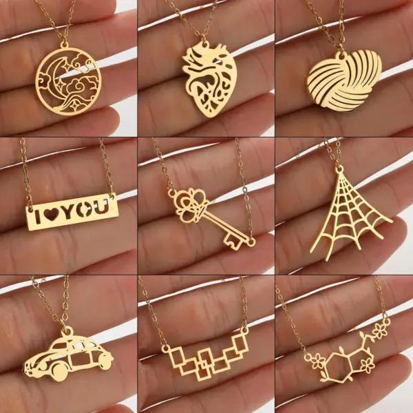 Wholesale Jewelry Retro Geometric 201 Stainless Steel 18K Gold Plated Irregular Plating Stainless Steel Necklaces