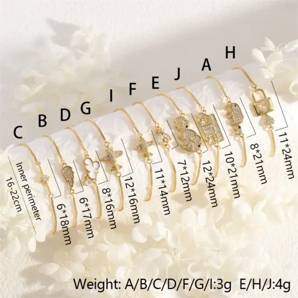 Wholesale Copper 18K Gold Plated IG Style Simple Style Commute Clouds Car Elephant Inlay Zircon Bracelets