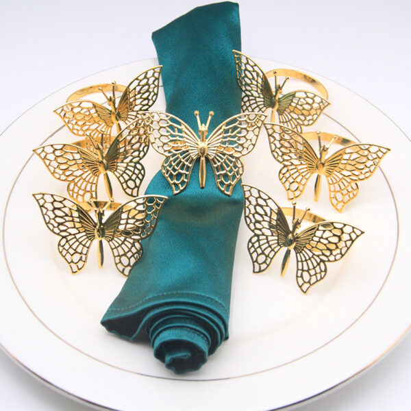 Wholesale Napkin Ring Napkin Buckle Hollow Metal Butterfly Napkin Ring Metal Ring Mouth Cloth Cross-Border Manufacturer