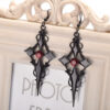Wholesale Cross-border Foreign Trade Amazon Gothic Earrings Punk Style Cross Pattern Metal Red Rhinestone Ear Hanging