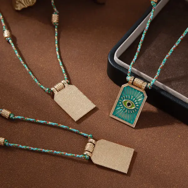 Wholesale Copper Gold Plated Enamel Eye Flower Pendant Necklace