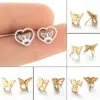 Wholesale PVD Coated 18K Gold Real Gold Plated Solid Color 304 Stainless Steel Simple Style Waterproof Non Tarnish Ear Studs