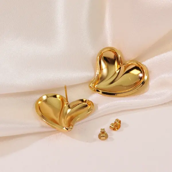 1 Pair Sweet Heart Shape 304 Stainless Steel Electroplating Ear Studs