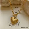 Wholesale Jewelry Retro Streetwear Heart Shape Flower 304 Stainless Steel Pendant Necklace Paperclip Chain