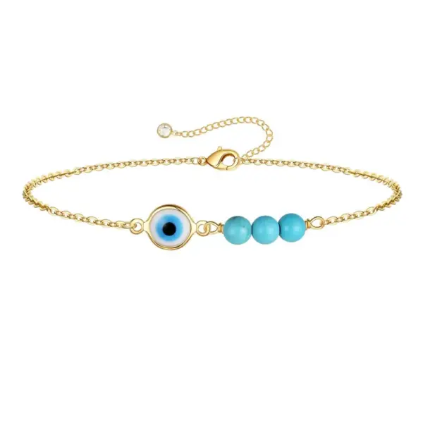 Wholesale Retro Devil's Eye Stainless Steel Turquoise Plating 18k Gold Plated Bracelets