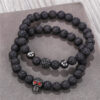 Wholesale Amazon Punk Bracelet Micropaved Zircon Diamond Ball Skull Set Bracelet Men's Volcanic Stone Bead Bracelet