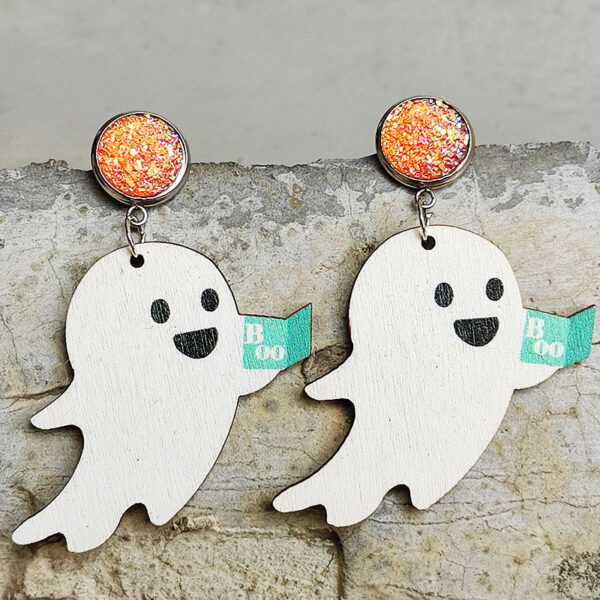 Wholesale Halloween Cute Pumpkin Wooden Earrings