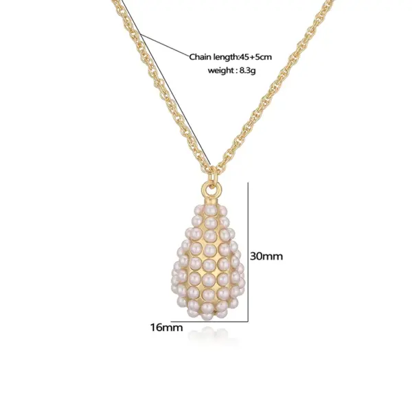 Wholesale Copper 18K Gold Plated Plating Inlay Pentagram Water Droplets Heart Shape Artificial Pearls Pendant Necklace