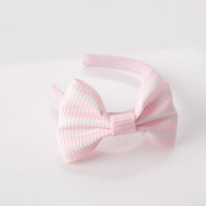 Big bow pink and white striped headband