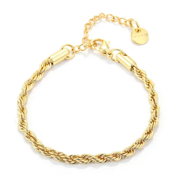 Fashion Geometric Copper 18K Gold Plated Zircon Twisted Rope Chain Bracelets In Bulk