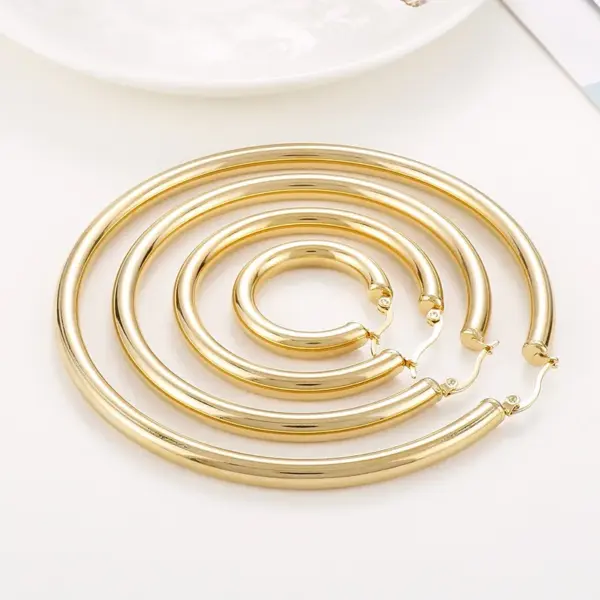 Wholesale PVD Coated 18K Gold Plated Geometric Stainless Steel Fashion Waterproof Non Tarnish Earrings
