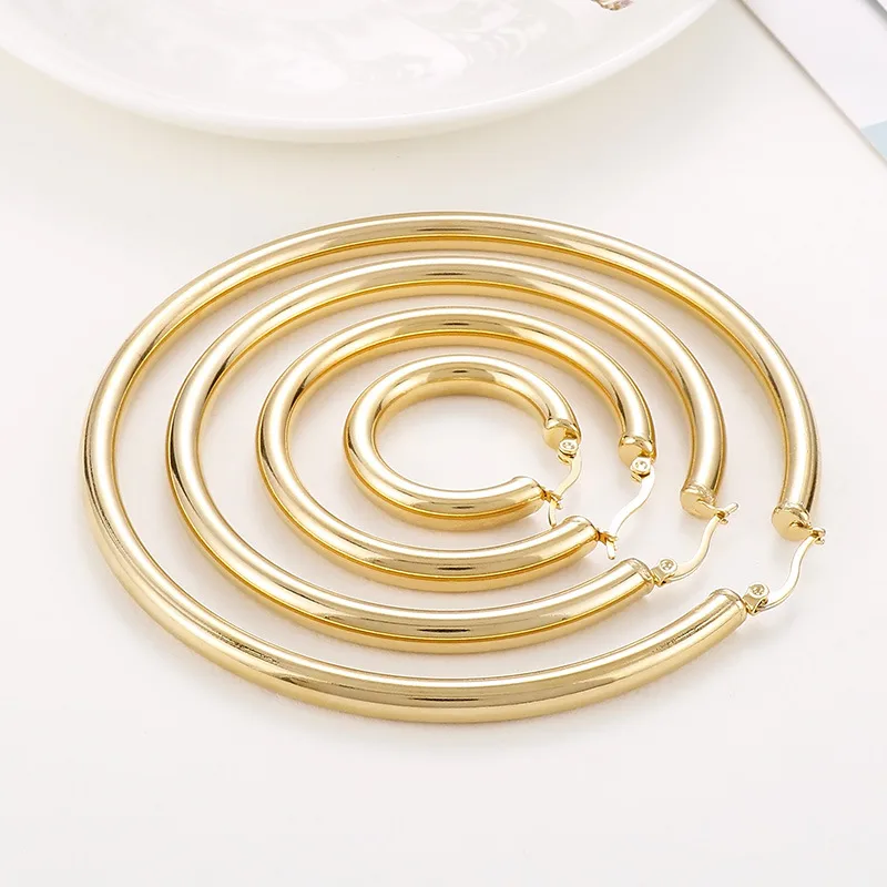 Wholesale PVD Coated 18K Gold Plated Geometric Stainless Steel Fashion Waterproof Non Tarnish Earrings