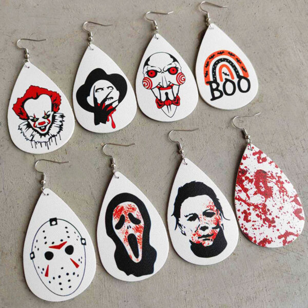 Wholesale Halloween funny PU leather earrings
