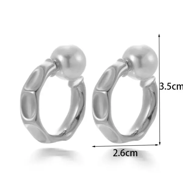 PVD Coated Geometric Round Pearl 304 Stainless Steel French Style Simple Style Korean Style Waterproof Non Tarnish Earrings