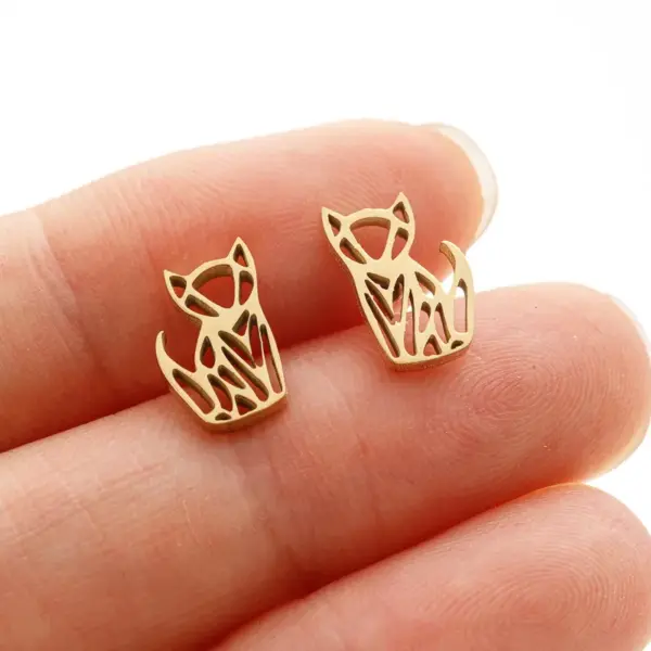 Wholesale PVD Coated 18K Gold Real Gold Plated Animal Notes 304 Stainless Steel Cute Simple Style Waterproof Non Tarnish Ear Studs