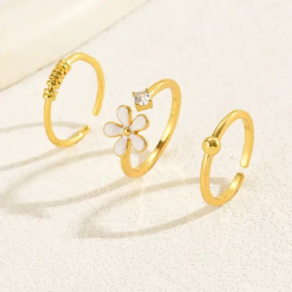 Wholesale Vacation Simple Style Flower Bow Knot Copper Enamel Plating Inlay Zircon 18k Gold Plated Women's Toe Rings
