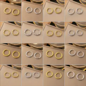 PVD Coated Real Gold Plated Geometric Round Solid Color Titanium Steel Simple Style Waterproof Non Tarnish Earrings Ear Studs