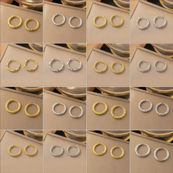 PVD Coated Real Gold Plated Geometric Round Solid Color Titanium Steel Simple Style Waterproof Non Tarnish Earrings Ear Studs