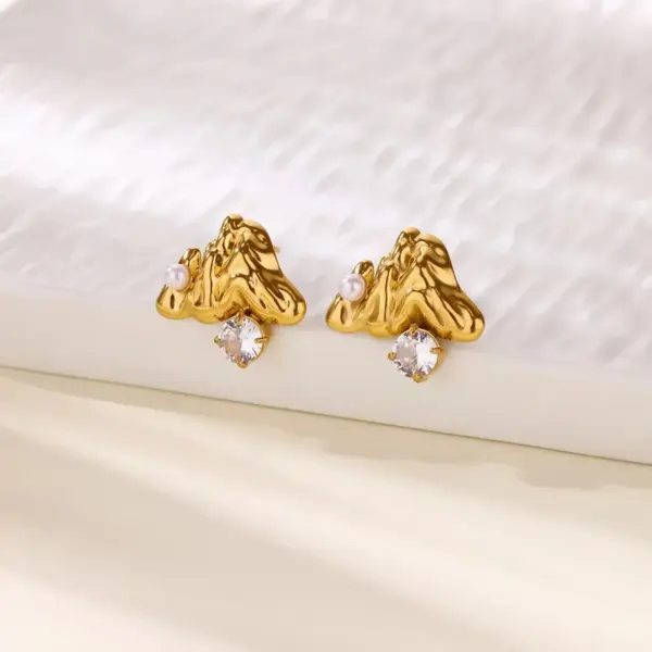 Wholesale 304 Stainless Steel Bow Knot Electroplating Artificial Pearls Zircon Modern Style Sweet Dangling Earrings