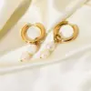 PVD Coated Real Gold Plated Circle 304 Stainless Steel Waterproof Non Tarnish Charm Sleeper Hoop Earrings Earrings