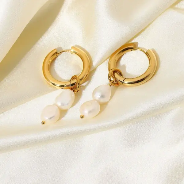 PVD Coated Real Gold Plated Circle 304 Stainless Steel Waterproof Non Tarnish Charm Sleeper Hoop Earrings Earrings