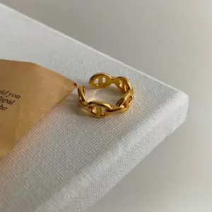 304 Stainless Steel Solid Color PVD Coated 18K Real Gold Plated Simple Style Classic Style Waterproof Non Tarnish Hollow Out Open Rings