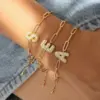 oly-c594c61fbe0ca10c8436a50d6285f497 Wholesale Jewelry Retro Letter Copper Zircon 18K Gold Plated Bracelets Paperclip Chain