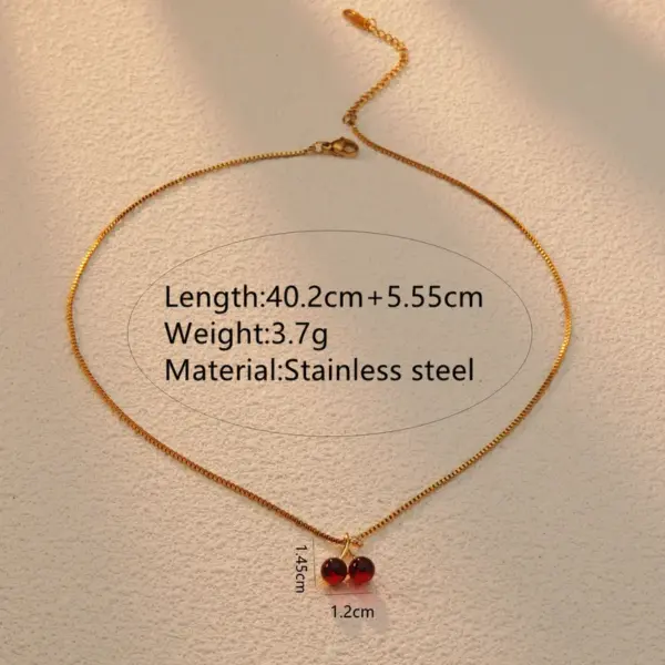 Wholesale 304 Stainless Steel Plastic Cherry Ion Plating (IP) 18K Gold Plated Sweet Simple Style Waterproof Non Tarnish Plating Regular Chain Pendant Necklace