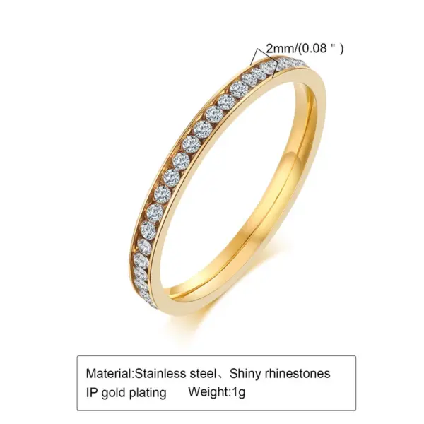 Wholesale Jewelry Simple Style Circle 304 Stainless Steel Rhinestones Plating Inlay Stainless Steel Rings