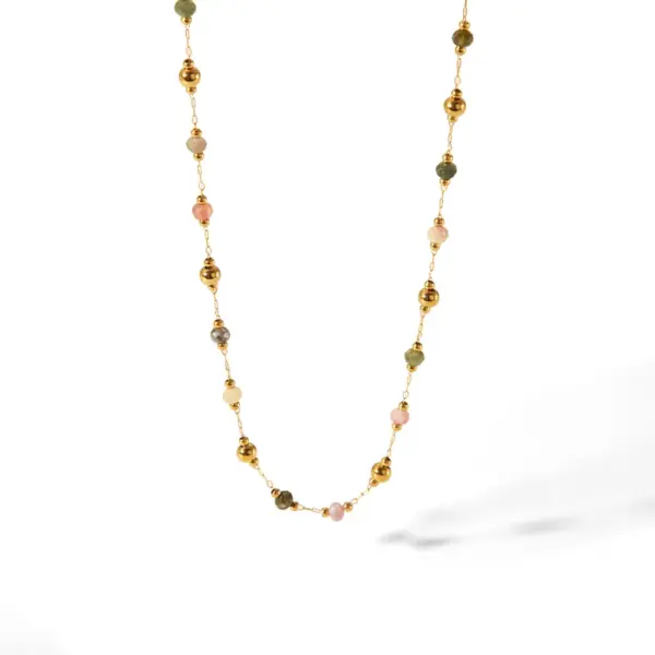 PVD Coated Real Gold Plated 18K Gold Geometric 304 Stainless Steel Natural Stone Luxurious Simple Style Waterproof Non Tarnish Jewelry Set