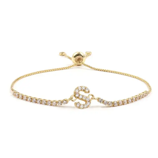 Wholesale Copper Inlay Letter Zircon Bracelets