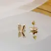 Wholesale 1 Pair Sweet Butterfly Three-dimensional 304 Stainless Steel 14K Gold Plated Stainless Steel Earrings