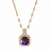 Wholesale 201 Stainless Steel White Gold Plated Gold Plated Classic Style Plating Inlay Square Glass Zircon Pendant Necklace