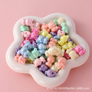 Wholesale Macaron Colorful 17mm Bear Straight Hole Beads DIY Mobile Phone Chain Beaded Material Jewelry Beaded Material Beads