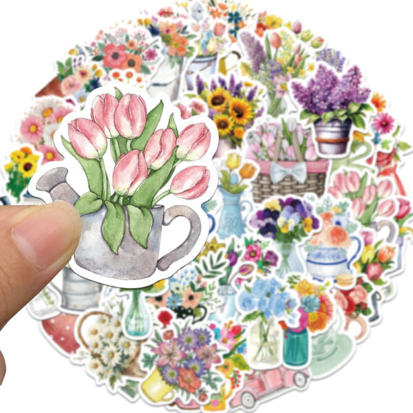 oly-c5a70efd531703165a3ed9dca964b774 Wholesale 50 Cross-border New Flower Graffiti Stickers Cartoon Bouquet Waterproof Decorative Luggage Laptop Phone Stickers