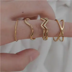 PVD Coated 18K Gold Real Gold Plated Geometric 304 Stainless Steel Waterproof Non Tarnish