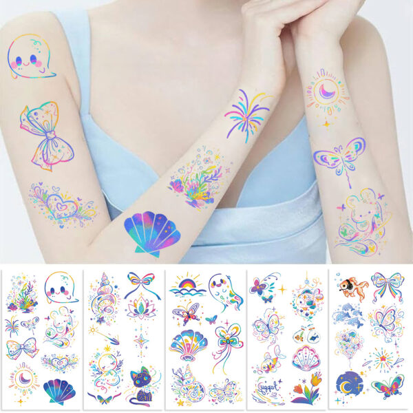 Wholesale Cross-Border New Cartoon Ins Colorfulful Line Tattoo Stickers Waterproof Party Party Gifts Funny Fun Stickers