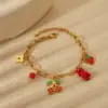 Wholesale Jewelry Cute Sweet Cherry Strawberry 304 Stainless Steel 18K Gold Plated Epoxy Plating Bracelets Earrings Necklace